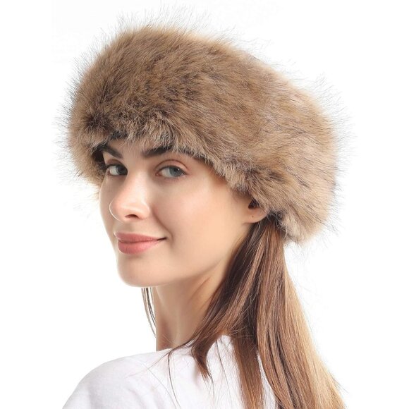 Women's  Faux Fur Headband with Elastic for Women's Winter Earwarmer Earmuff - Picture 1 of 6